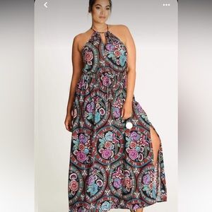 City Chic folklore printed hippie maxi dress Grateful Dead inspired size 18